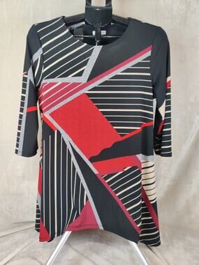 Vintage Seven Forty Two Blouse Women's Size Small Abstract Geometric Round Neck
